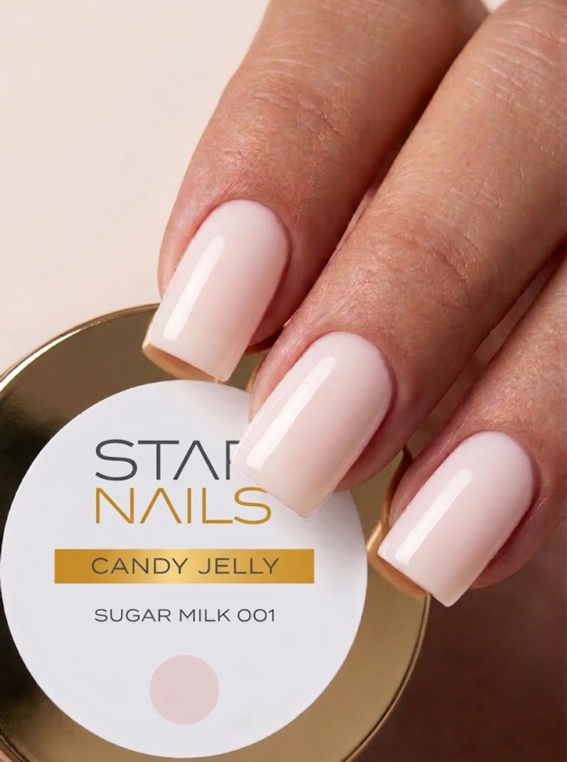 UV LED Gel Candy Jelly 001 Sugar Milk mliečne ružový stavebný gel na nechtoch