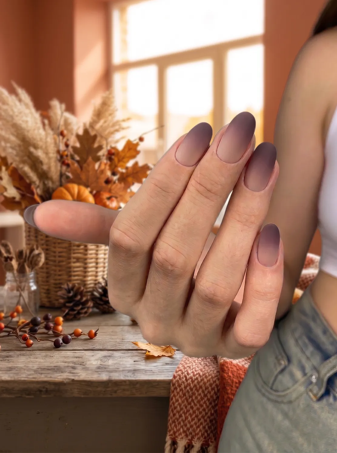 Cozy Ombre Set sada pro podzimní ombré v krémově hnědých a kouřově švestkových tónech