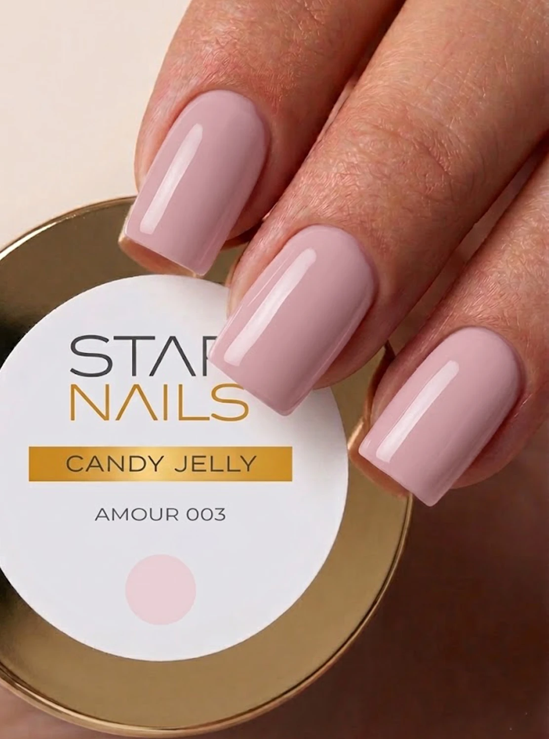 UV LED Gel Candy Jelly 003 Amour nude růžový stavební gel na nehtech